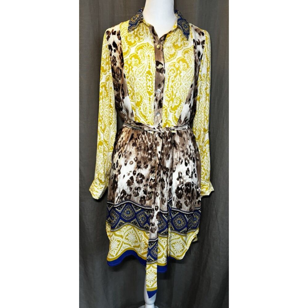 Fig and Flower Anthropologie Button Up Sheer Patchwork Blouse Dress small